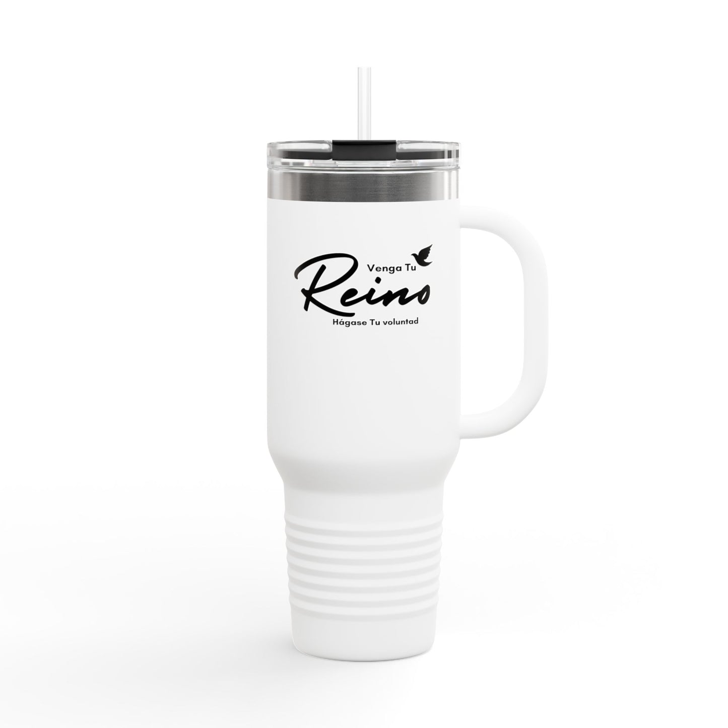 Taza Termica de Fe con Popote 1.18L - Christian Insulated Tumbler 40oz - "Venga Tu Reino" Mateo 6:10 - Spanish Bible Verse Travel Mug with Straw - Somos Semilla De Mostaza