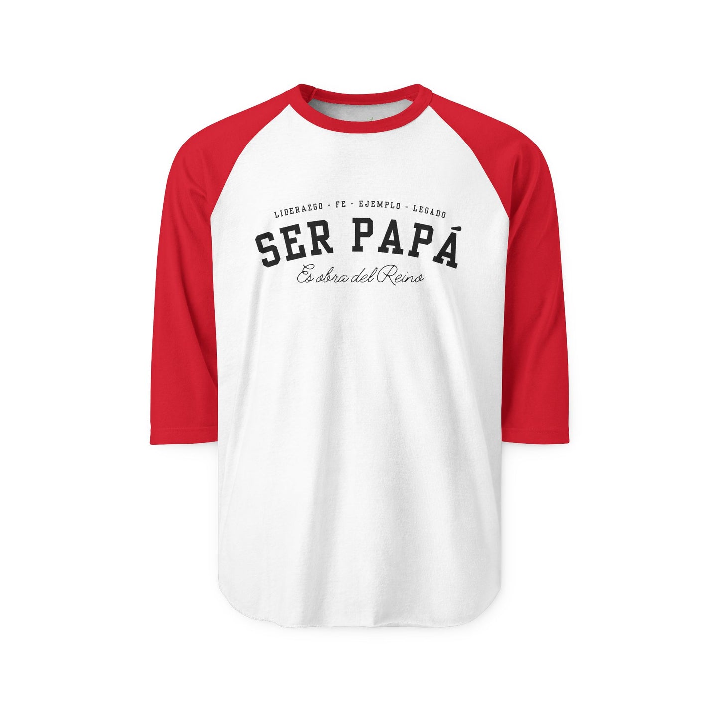 Playera Cristiana Raglán ¾ – Ser Papá es Obra del Reino | Christian Raglan Shirt ¾ Sleeve – Fatherhood Is Kingdom Work