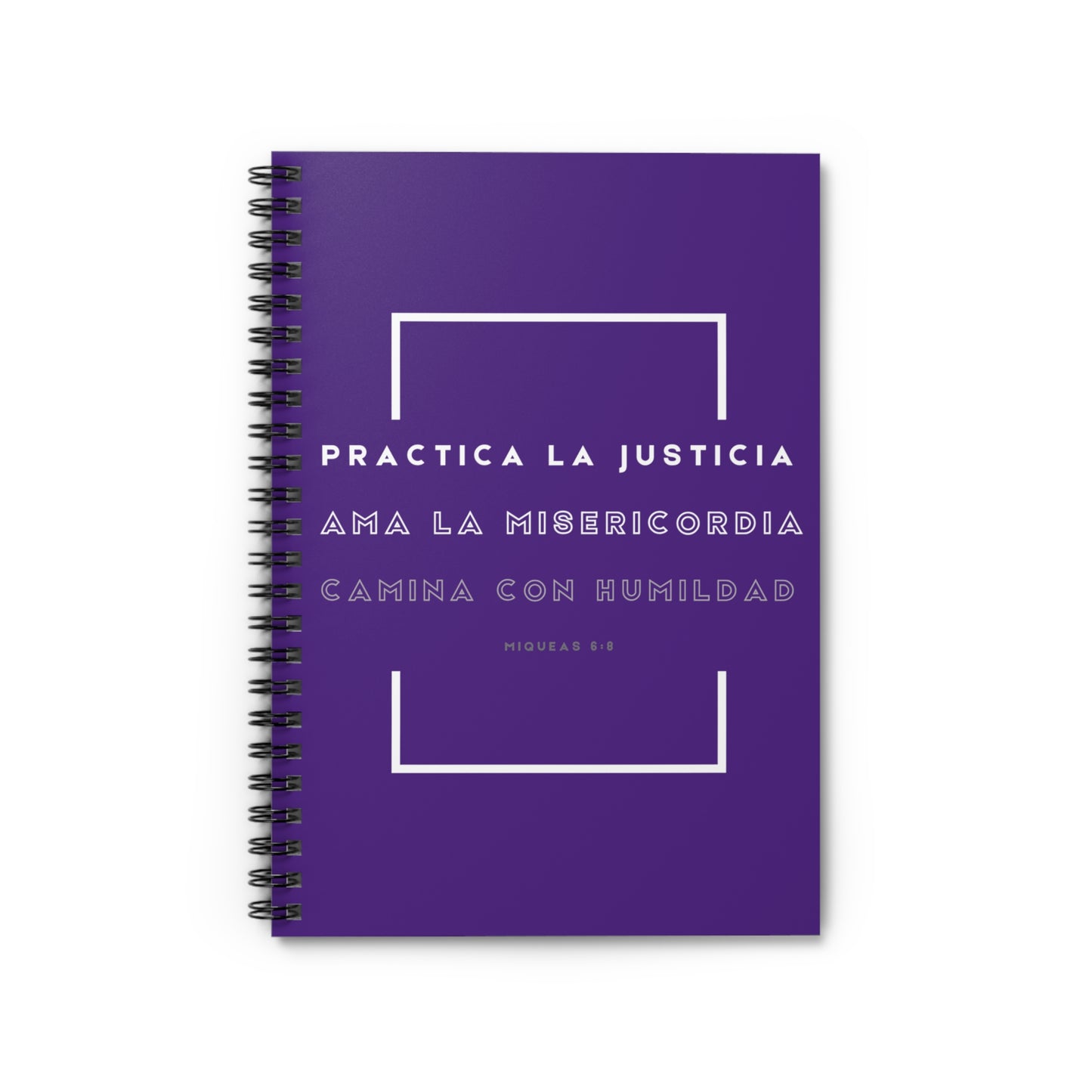Cuaderno Cristiano con Versículo - Miqueas 6:8 - Diseño Morado con Espiral 6x8" - Christian Spiral Notebook