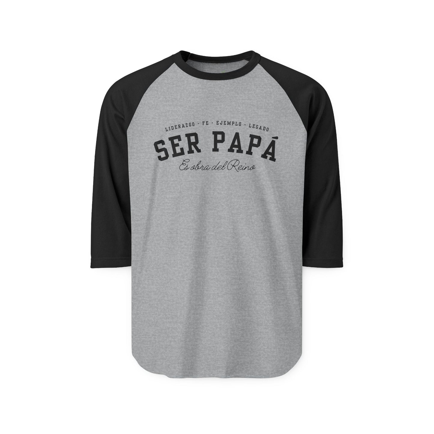 Playera Cristiana Raglán ¾ – Ser Papá es Obra del Reino | Christian Raglan Shirt ¾ Sleeve – Fatherhood Is Kingdom Work