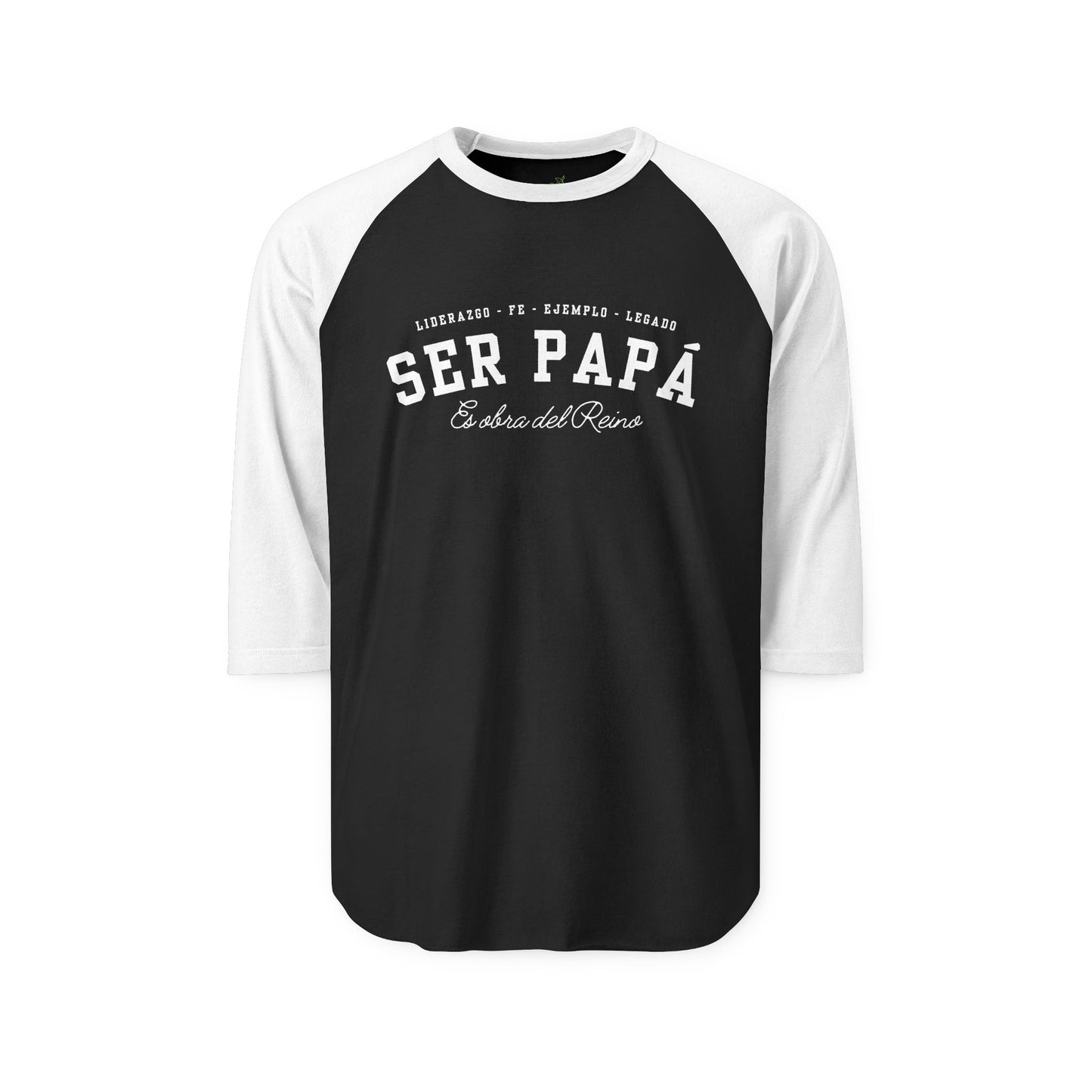 Playera Cristiana Raglán ¾ – Ser Papá es Obra del Reino | Christian Raglan Shirt ¾ Sleeve – Fatherhood Is Kingdom Work
