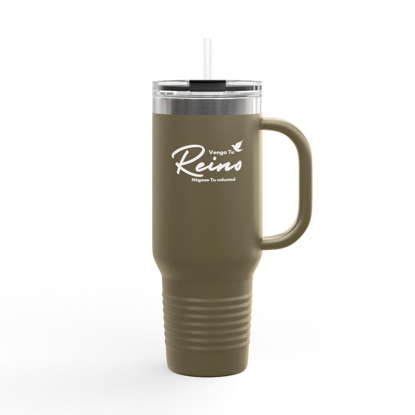 Taza Termica de Fe con Popote 1.18L - Christian Insulated Tumbler 40oz - "Venga Tu Reino" Mateo 6:10 - Spanish Bible Verse Travel Mug with Straw - Somos Semilla De Mostaza