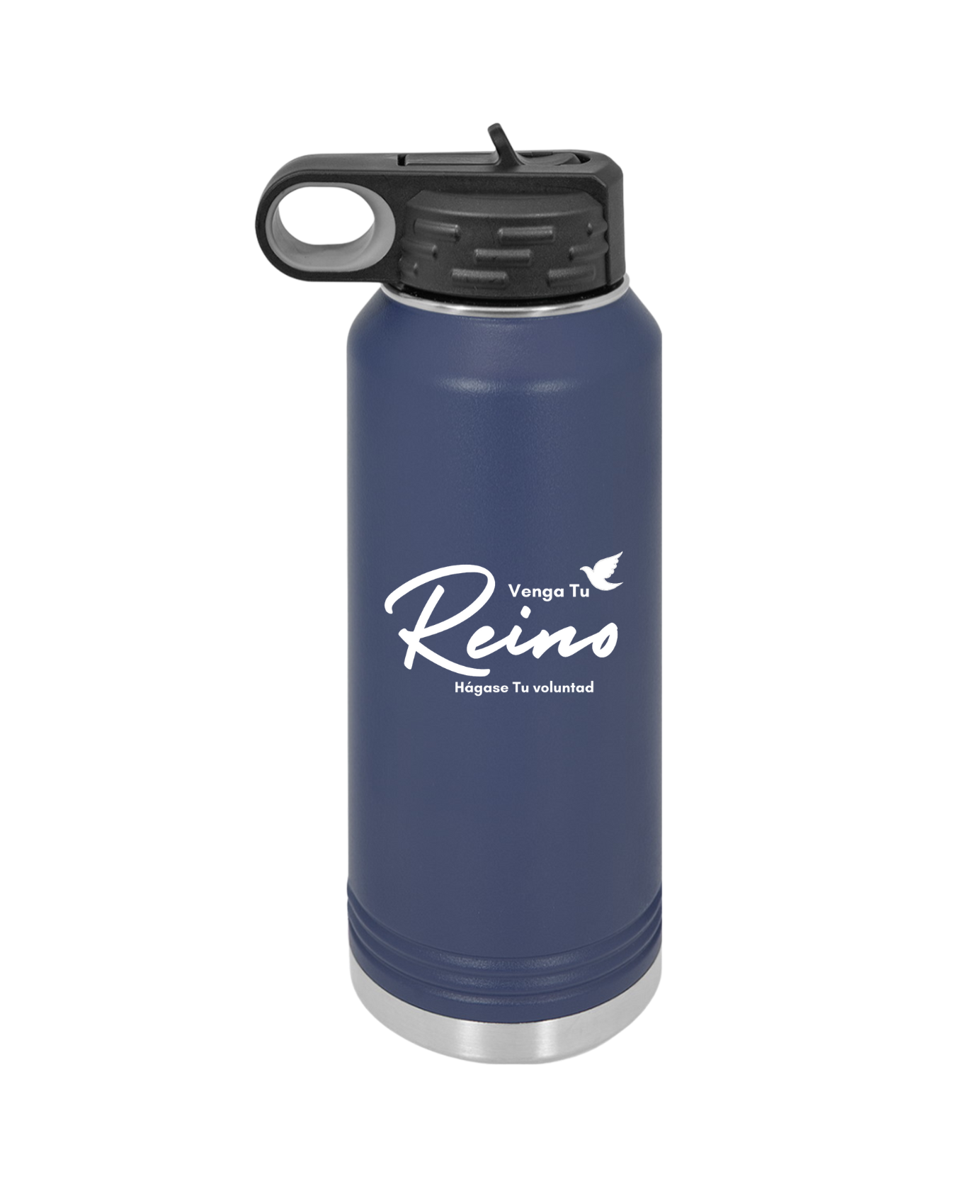 Botella de Acero Inoxidable 32oz - "Venga tu Reino" Mateo 6:10 con Paloma - Christian Water Bottle 32oz - Somos Semilla De Mostaza