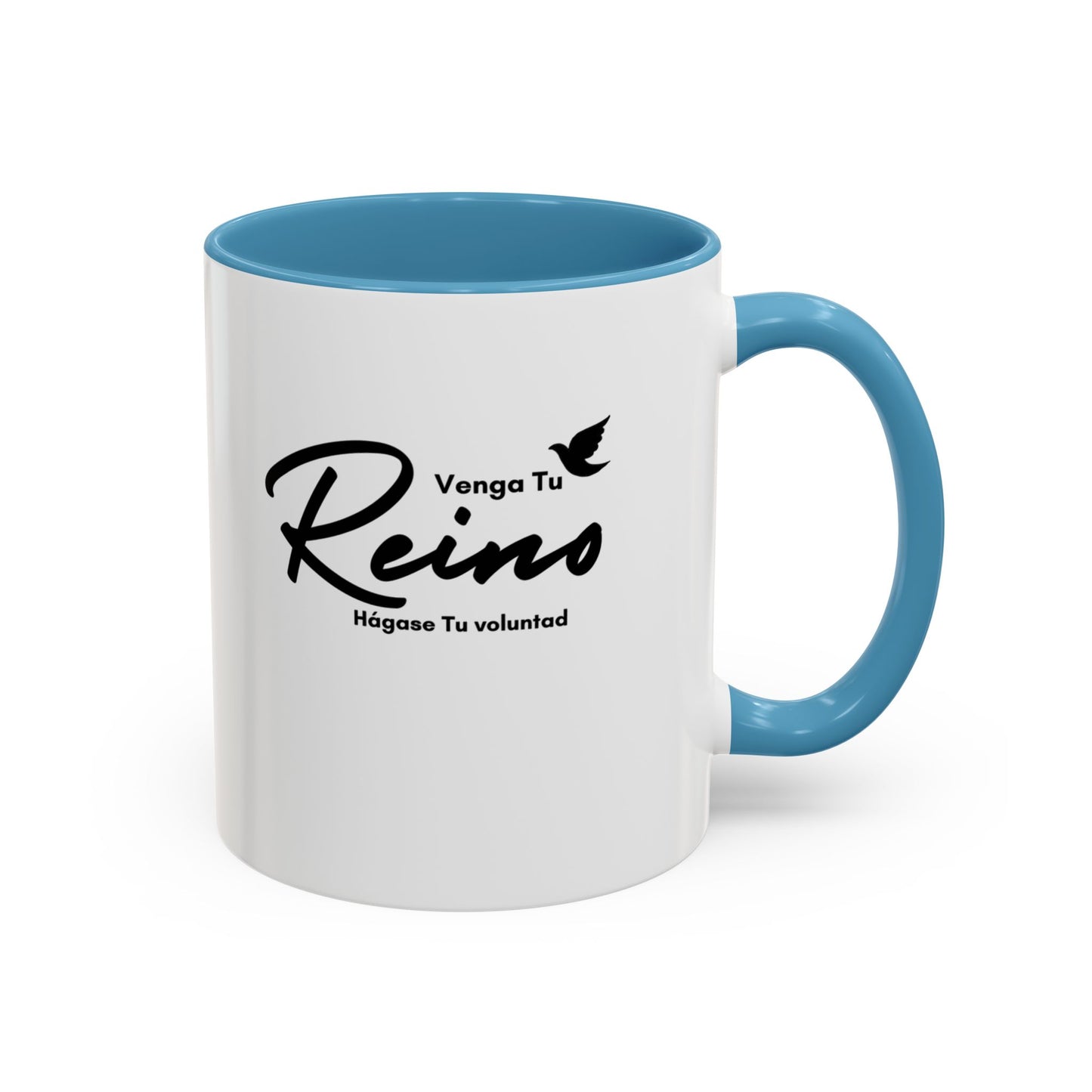 Venga tu Reino Taza Cristiana BPA-Free - Mateo 6:10 - Christian Ceramic Mug "Thy Kingdom Come" - 11oz / 15oz Color Accent - Somos Semilla De Mostaza