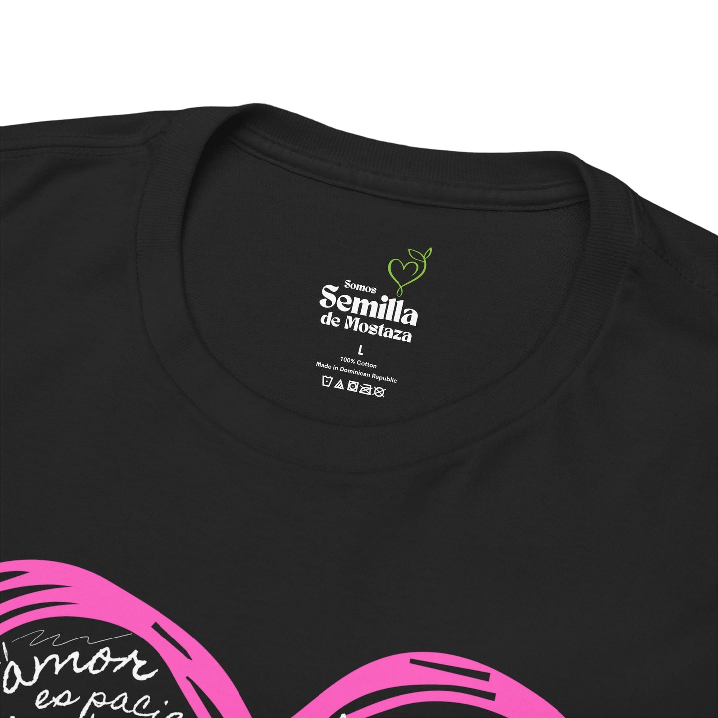 Camiseta Cristiana de Amor Bíblico Unisexo - Christian T-shirt Unisex - 1 Corinthians 13:4-7 Hand-Drawn Heart Design - Somos Semilla De Mostaza