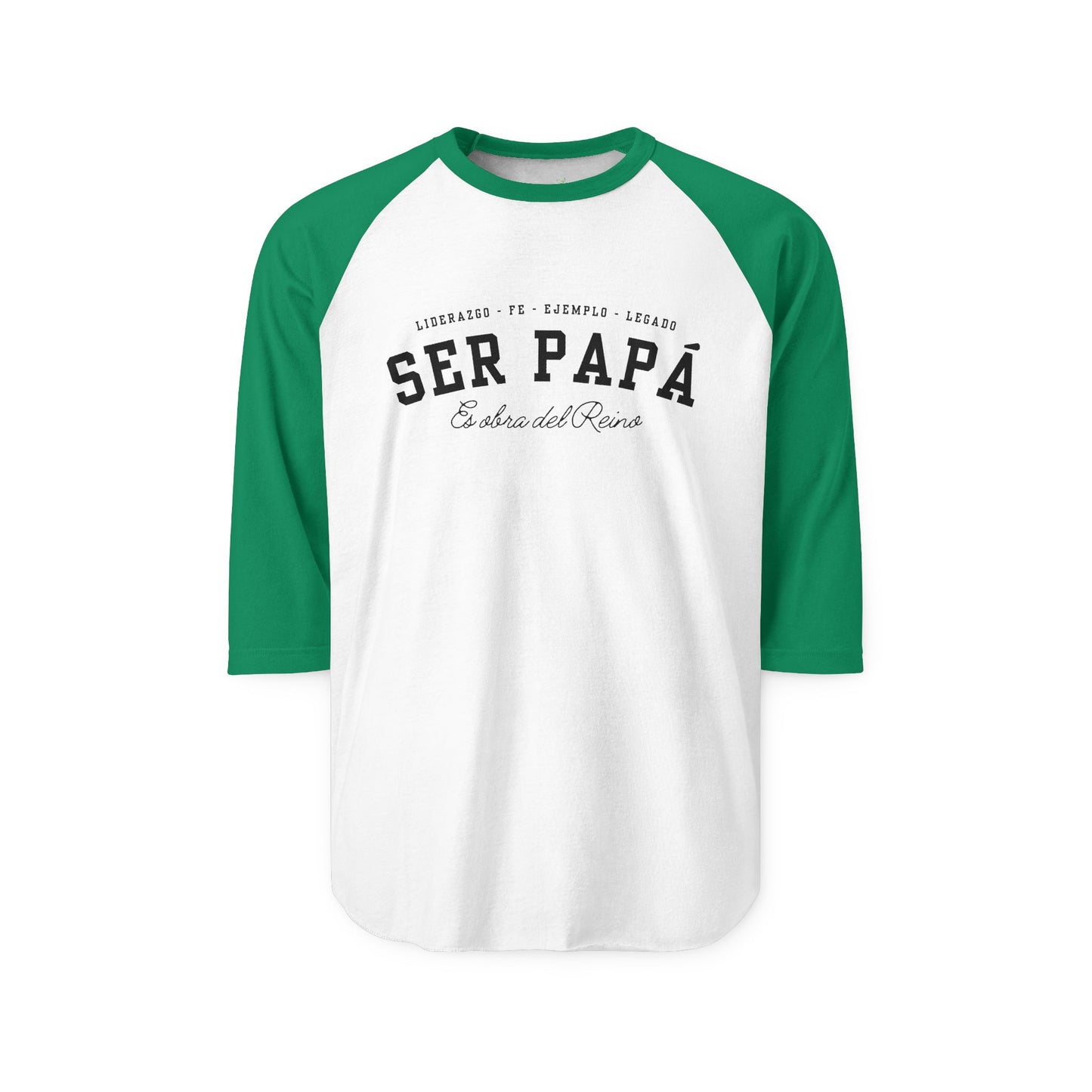 Playera Cristiana Raglán ¾ – Ser Papá es Obra del Reino | Christian Raglan Shirt ¾ Sleeve – Fatherhood Is Kingdom Work