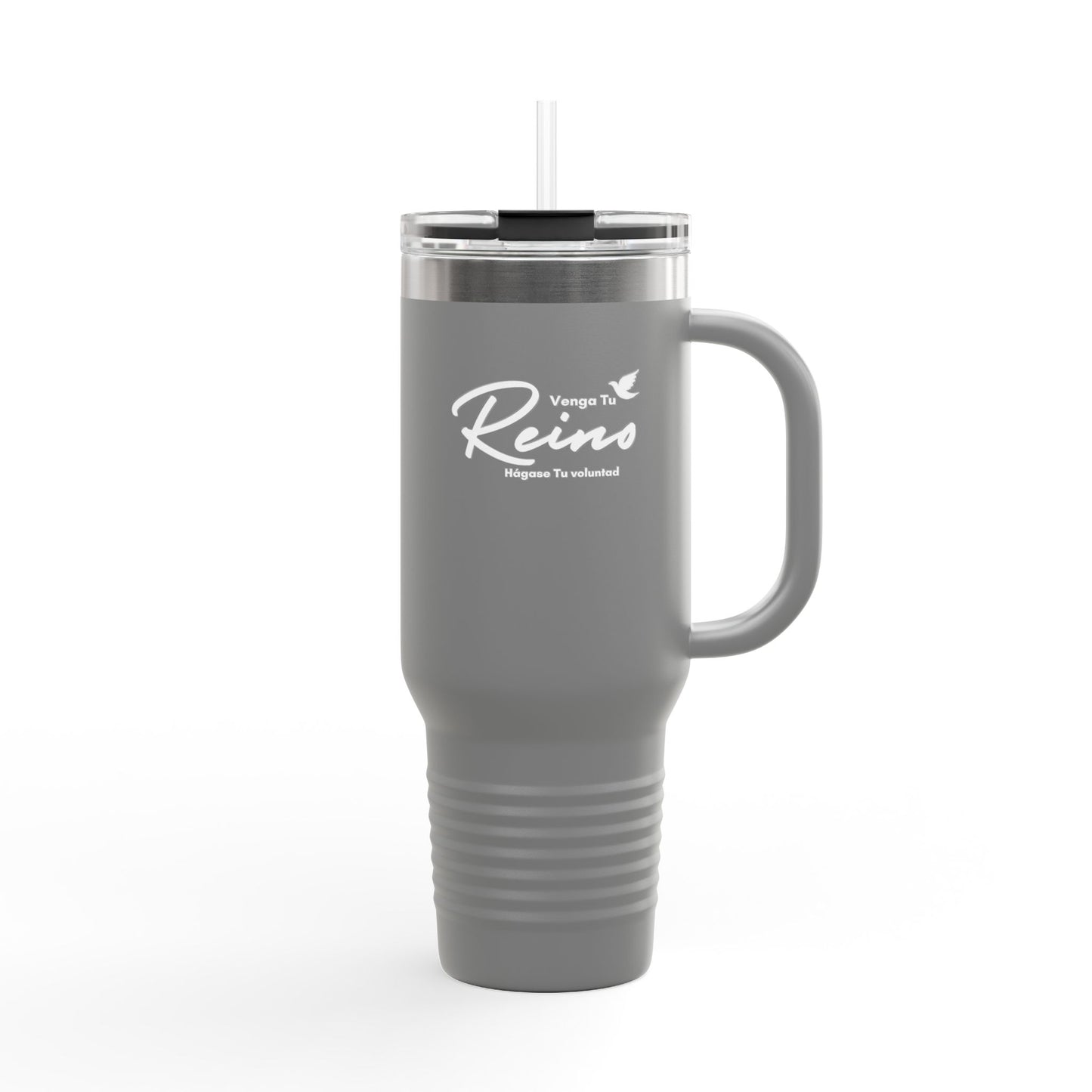 Taza Termica de Fe con Popote 1.18L - Christian Insulated Tumbler 40oz - "Venga Tu Reino" Mateo 6:10 - Spanish Bible Verse Travel Mug with Straw - Somos Semilla De Mostaza