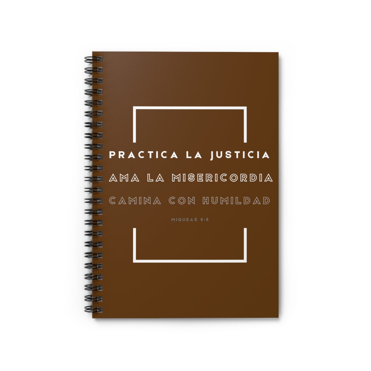 Cuaderno Cristiano con Versículo - Miqueas 6:8 - Diseño Marrón con Espiral 6x8" - Christian Spiral Notebook