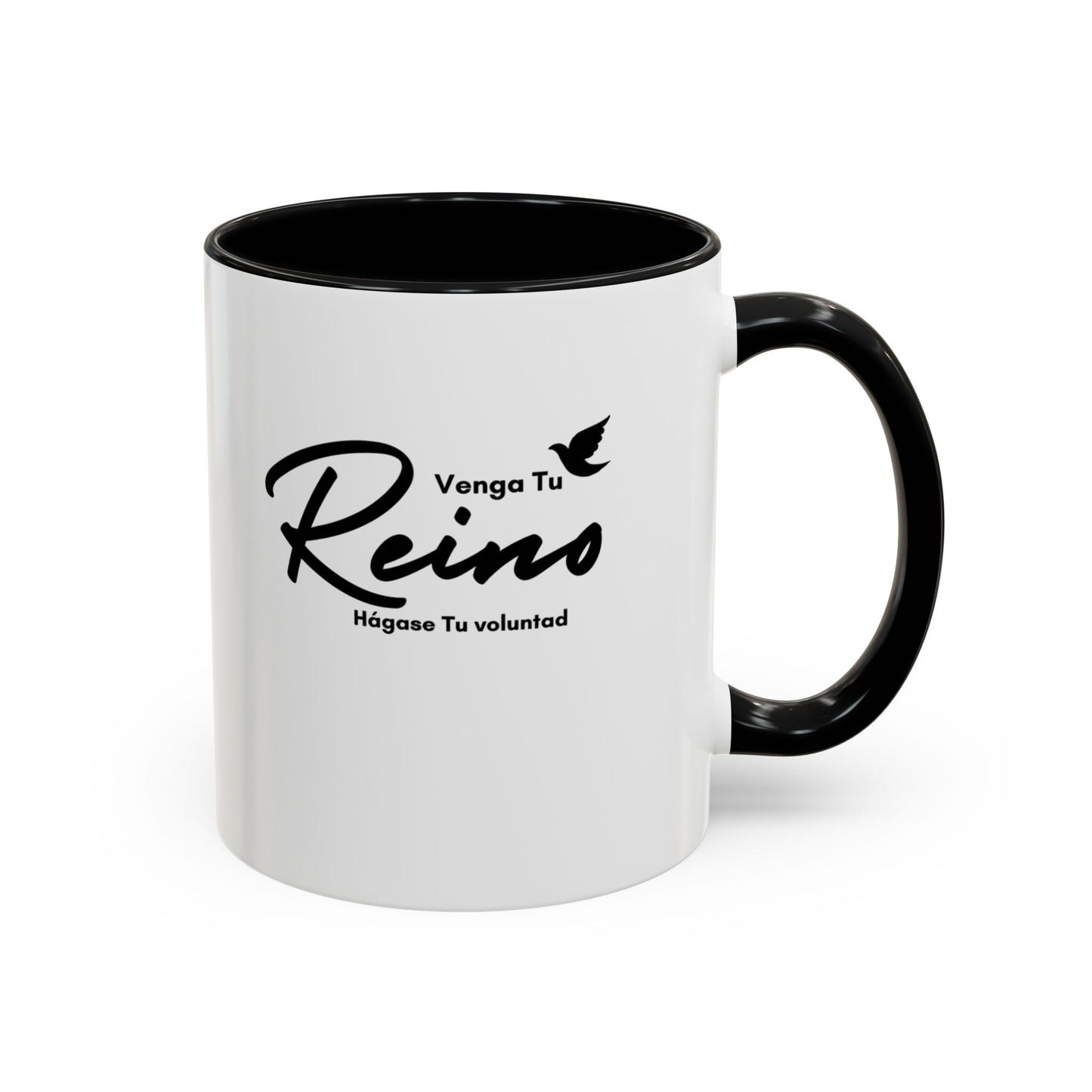 Venga tu Reino Taza Cristiana BPA-Free - Mateo 6:10 - Christian Ceramic Mug "Thy Kingdom Come" - 11oz / 15oz Color Accent - Somos Semilla De Mostaza