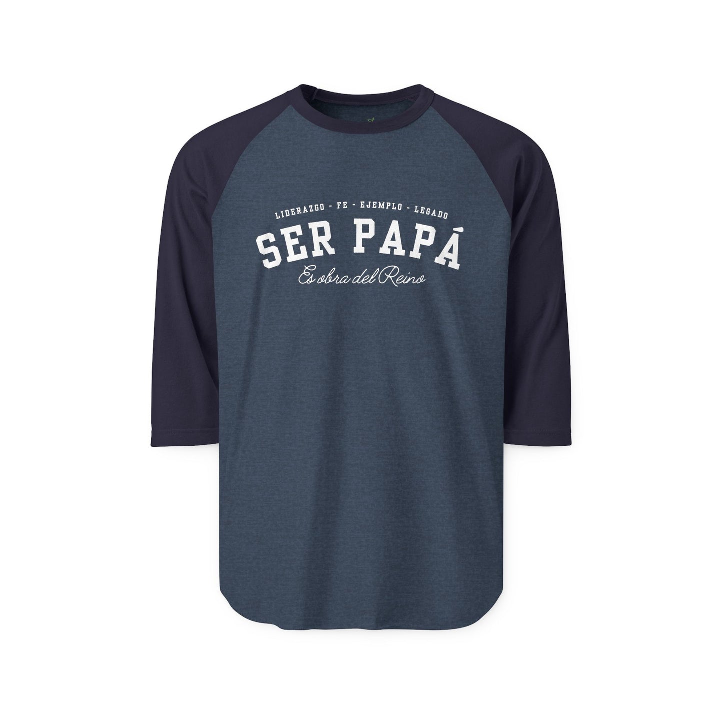 Playera Cristiana Raglán ¾ – Ser Papá es Obra del Reino | Christian Raglan Shirt ¾ Sleeve – Fatherhood Is Kingdom Work