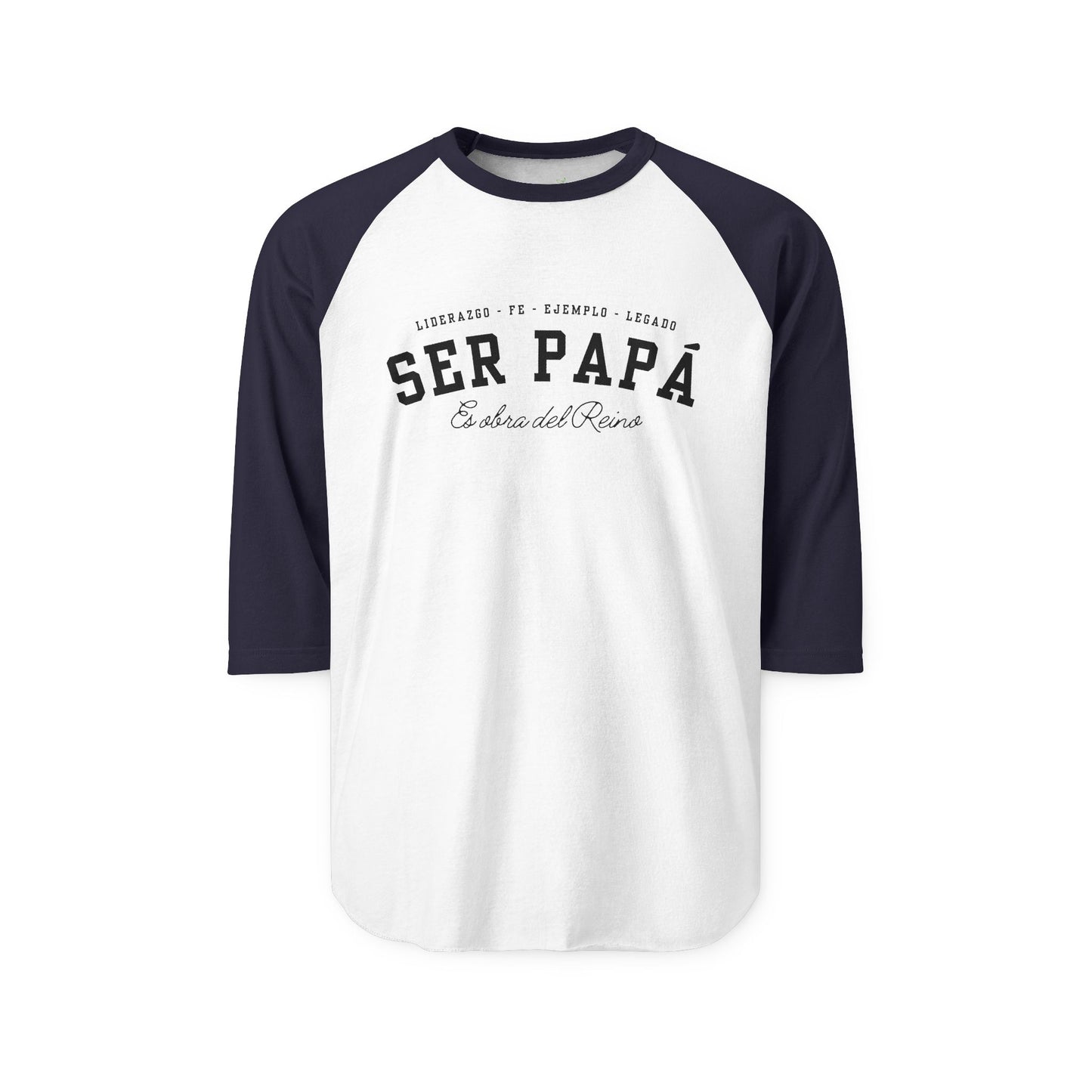 Playera Cristiana Raglán ¾ – Ser Papá es Obra del Reino | Christian Raglan Shirt ¾ Sleeve – Fatherhood Is Kingdom Work