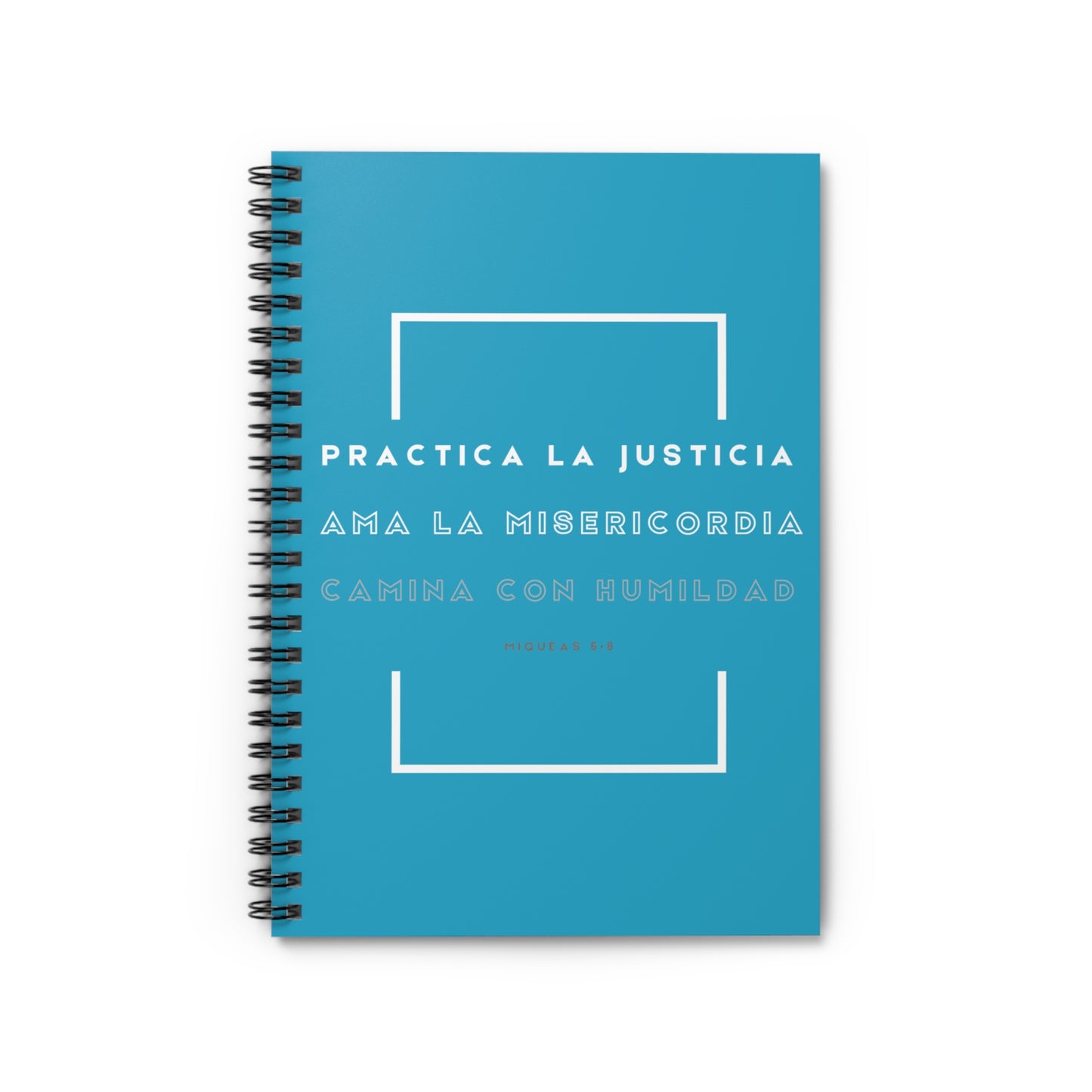 Cuaderno Cristiano con Versículo - Miqueas 6:8 - Diseño Turquesa con Espiral 6x8" - Christian Spiral Notebook