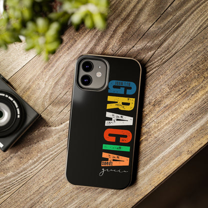 Funda Cristiana Resistente para iPhone & Samsung - Juan 1:16 - Christian Tough Phone Case “Grace Upon Grace” - Black Faith Case for Men