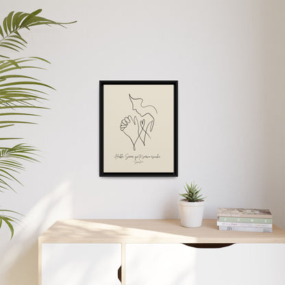 Lienzo Enmarcado Cristiano – 1 Samuel 3:9 Diseño Minimalista | Christian Framed Matte Canvas – Minimalist Line drawing - Beige