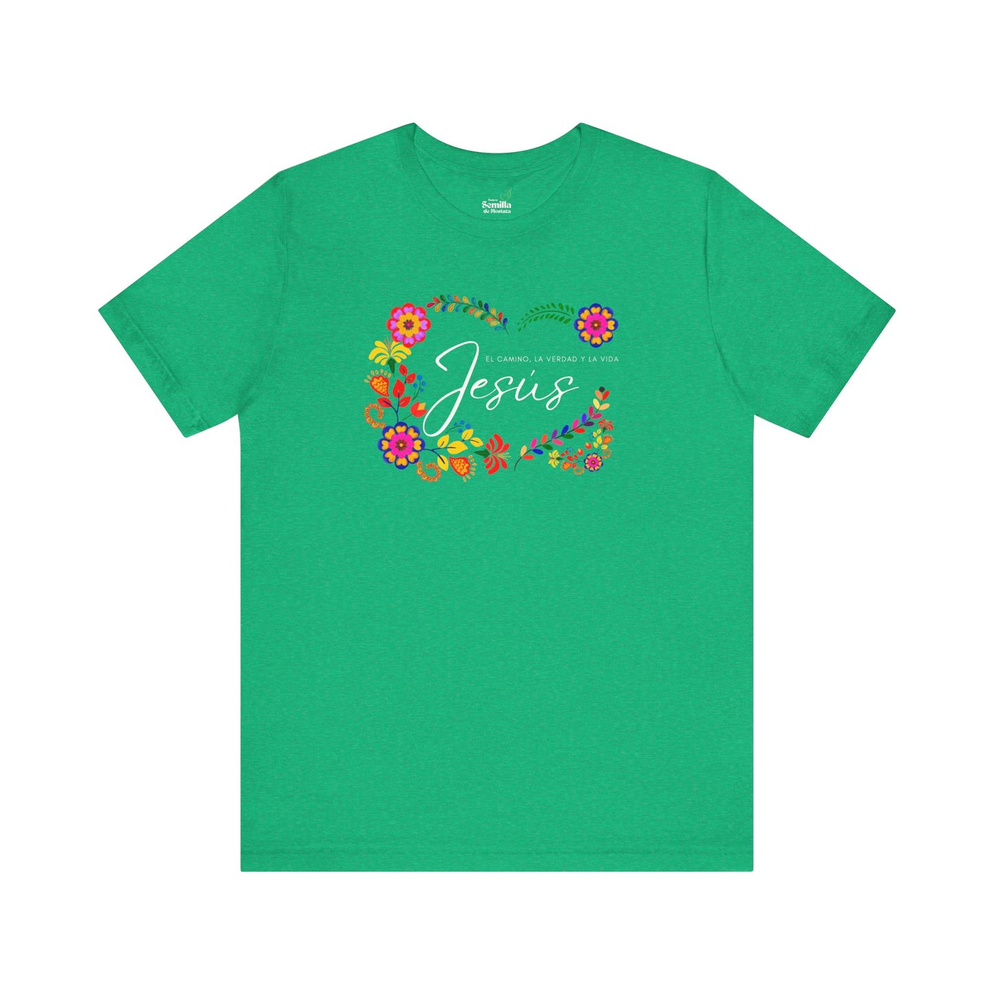 Camiseta Cristiana para Mujer - Juan 14:6 - Diseno Floral Mexicano - Womens Christian T-shirt - Somos Semilla De Mostaza