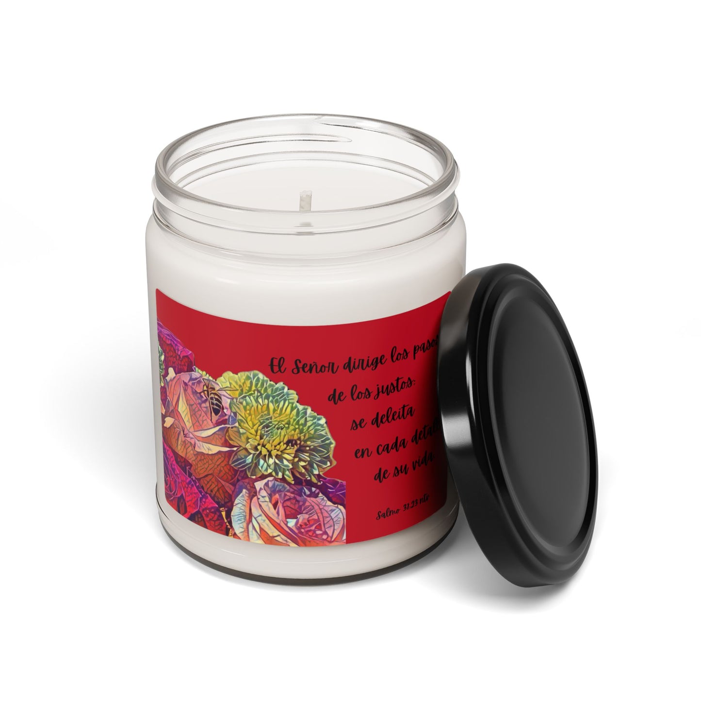 Vela Cristiana Aromatica - Salmo 37:23 NTV - Christian Soy Candle 9 oz - Eco-Friendly - Faith Home Decor Gift - Somos Semilla De Mostaza