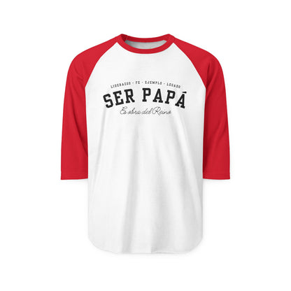 Playera Cristiana Raglán ¾ – Ser Papá es Obra del Reino | Christian Raglan Shirt ¾ Sleeve – Fatherhood Is Kingdom Work