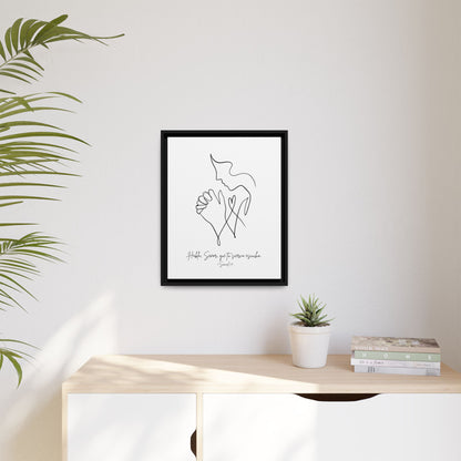 Lienzo Enmarcado Cristiano – 1 Samuel 3:9 Diseño Minimalista | Christian Framed Matte Canvas – Minimalist Line drawing - White