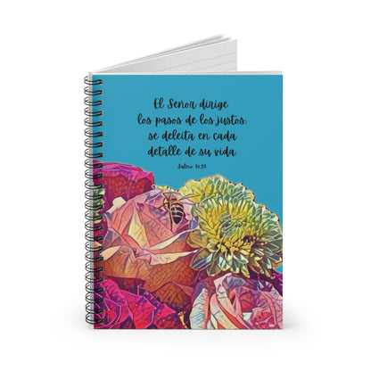Salmo 37:23 Floral Spiral Notebook (6x8 Ruled)