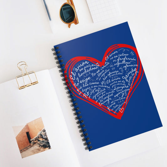 Cuaderno Cristiano con Versiculo de Amor en Azul Rey - Christian Notebook - 1 Corinthians 13 Love is Patient - Somos Semilla De Mostaza