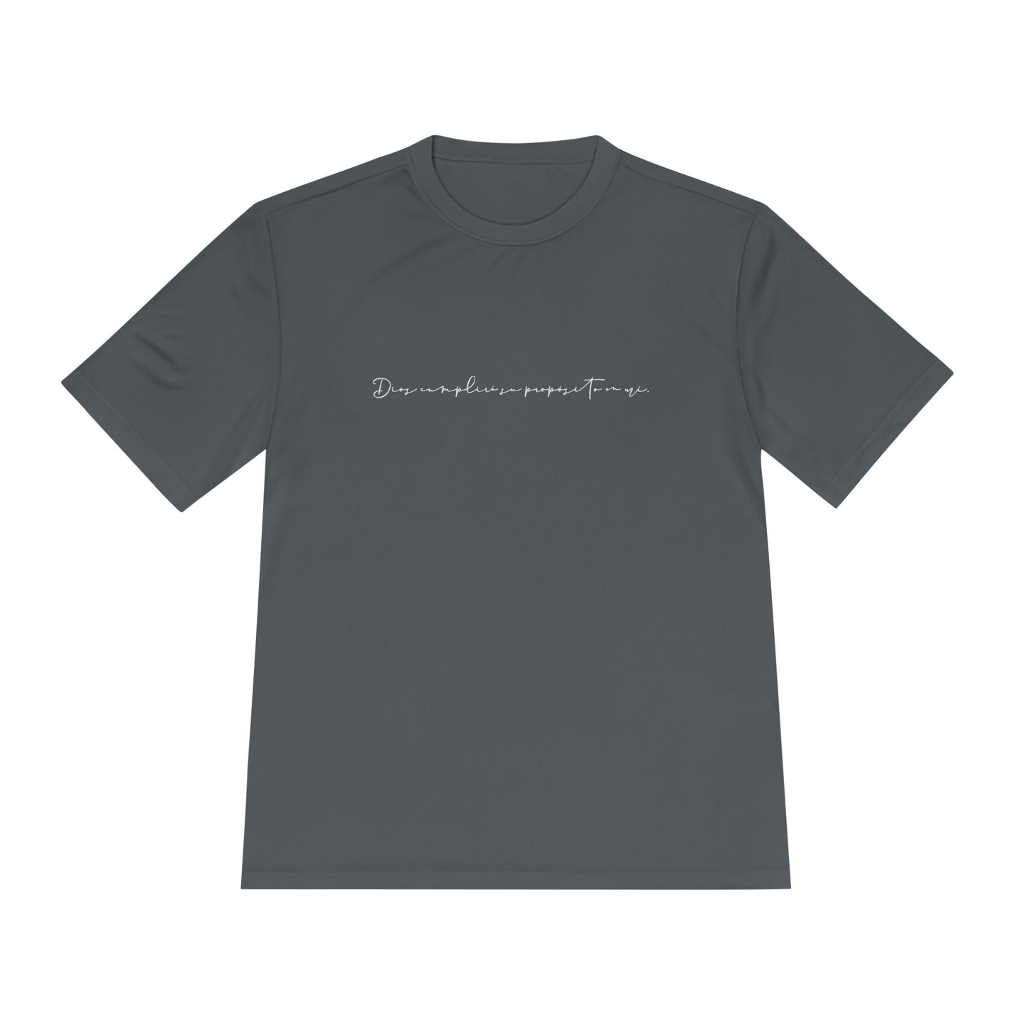 “Dios cumplirá Su propósito en mí.” Moisture Wicking Tee
