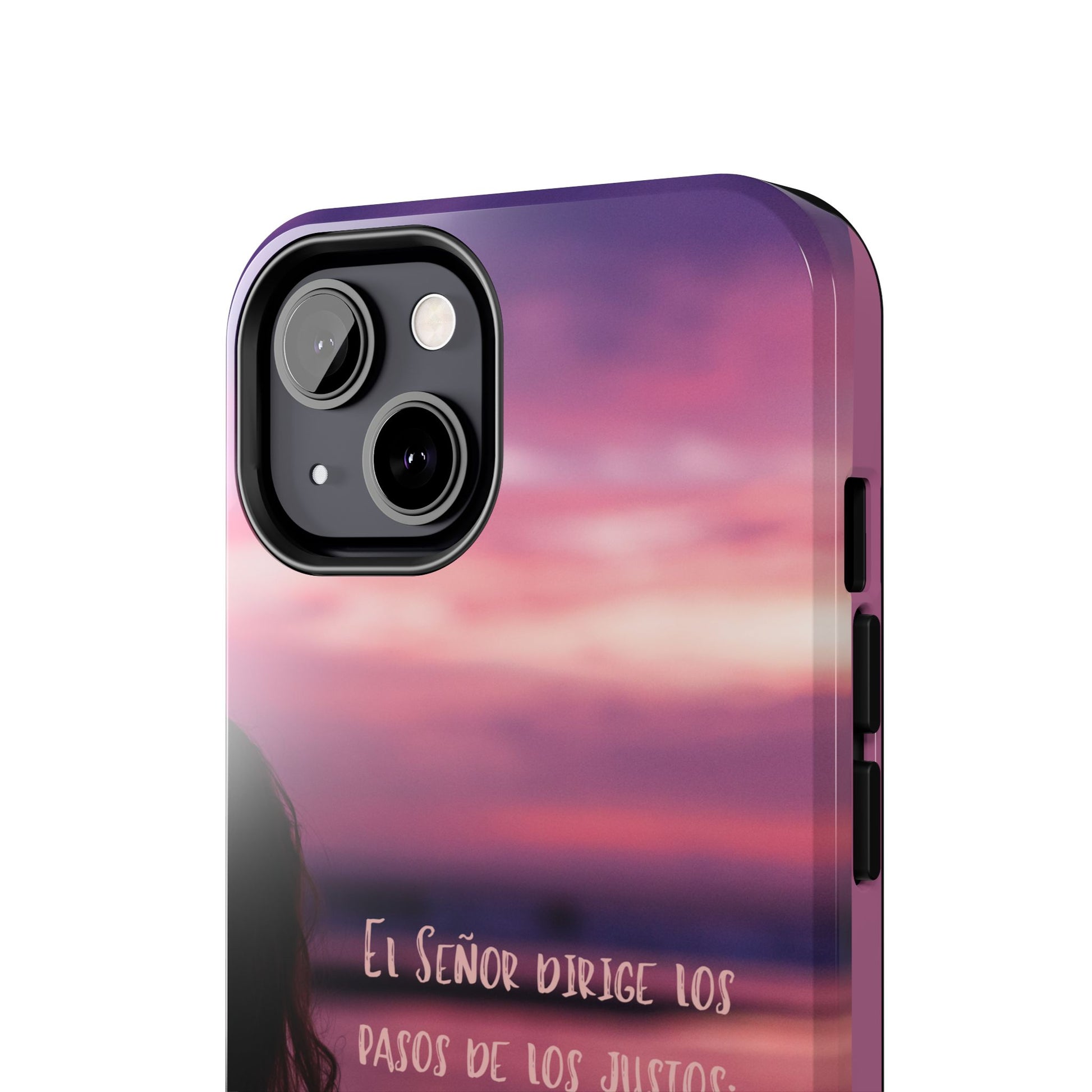 Christian phone case with Spanish Scripture and sunset design