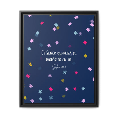 Lienzo Enmarcado Cristiano con Versículo– Salmo 138:8 | Cute Floral Christian Framed Matte Canvas