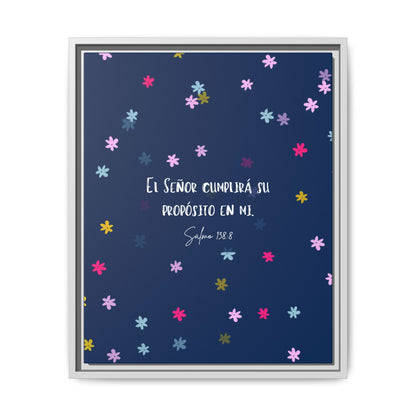 Lienzo Enmarcado Cristiano con Versículo– Salmo 138:8 | Cute Floral Christian Framed Matte Canvas