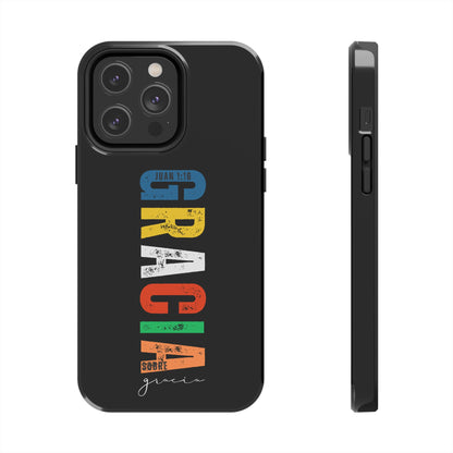 Funda Cristiana Resistente para iPhone & Samsung - Juan 1:16 - Christian Tough Phone Case “Grace Upon Grace” - Black Faith Case for Men