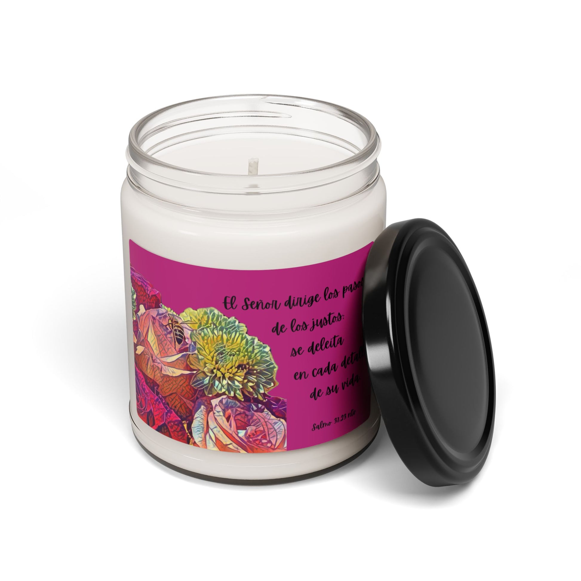 Vela Cristiana Aromatica - Salmo 37:23 NTV - Christian Soy Candle 9 oz - Eco-Friendly - Faith Home Decor Gift - Somos Semilla De Mostaza