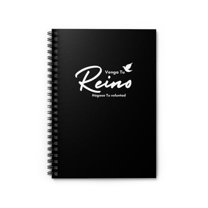 Cuaderno Cristiano con Versículo - Mateo 6:10 "Venga Tu Reino" en Negro - Espiral 6x8" - Christian Spiral Notebook
