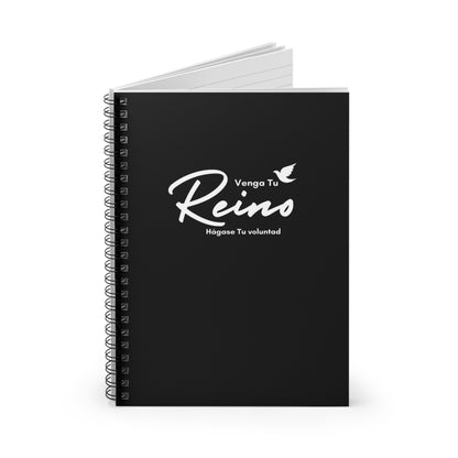 Cuaderno Cristiano con Versículo - Mateo 6:10 "Venga Tu Reino" en Negro - Espiral 6x8" - Christian Spiral Notebook