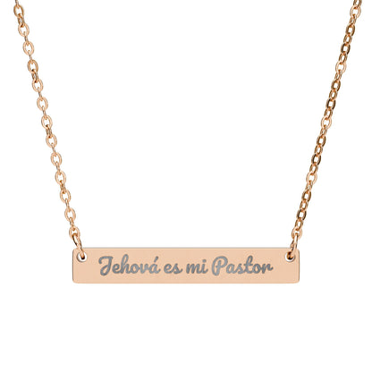 Gold bar necklace engraved with 'Jehová es mi Pastor', Christian jewelry gift