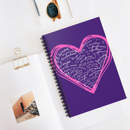El Amor Verdadero Spiral Notebook in Purple