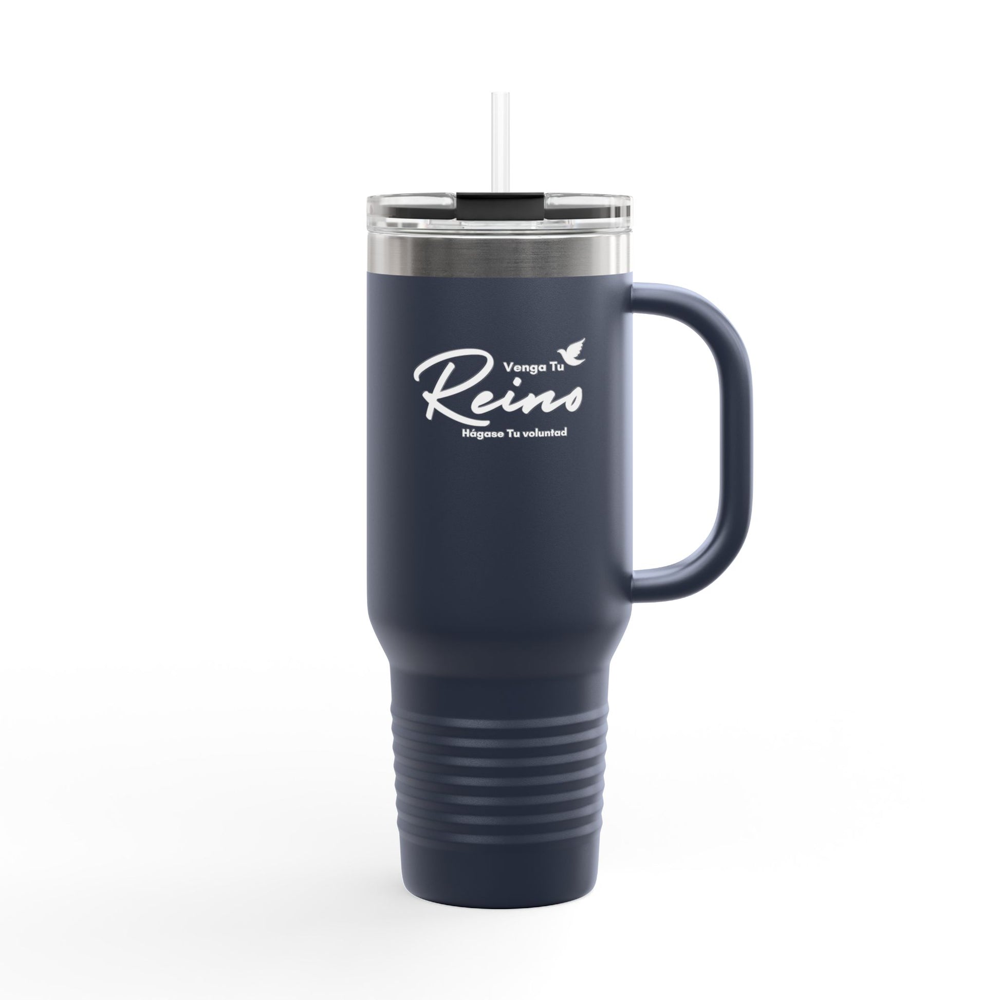 Taza Termica de Fe con Popote 1.18L - Christian Insulated Tumbler 40oz - "Venga Tu Reino" Mateo 6:10 - Spanish Bible Verse Travel Mug with Straw - Somos Semilla De Mostaza