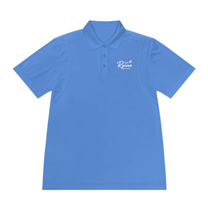 Blue Christian polo shirt with 'Venga tu Reino' text and dove graphic on chest