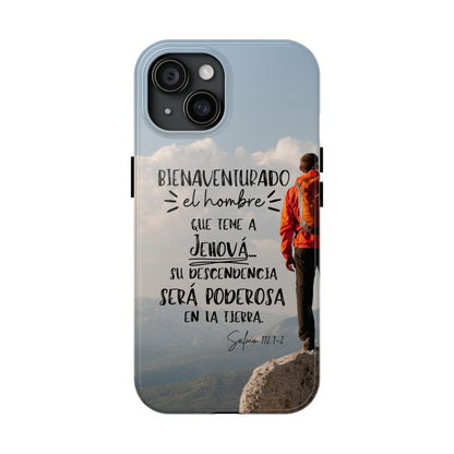 Funda Cristiana Resistente con Versículo - Salmo 112:1-2 - Christian Tough Phone Case for Men - iPhone & Galaxy Compatible