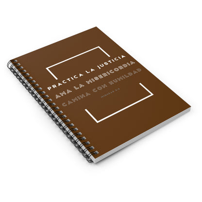 Practica la Justica Spiral Notebook in Brown