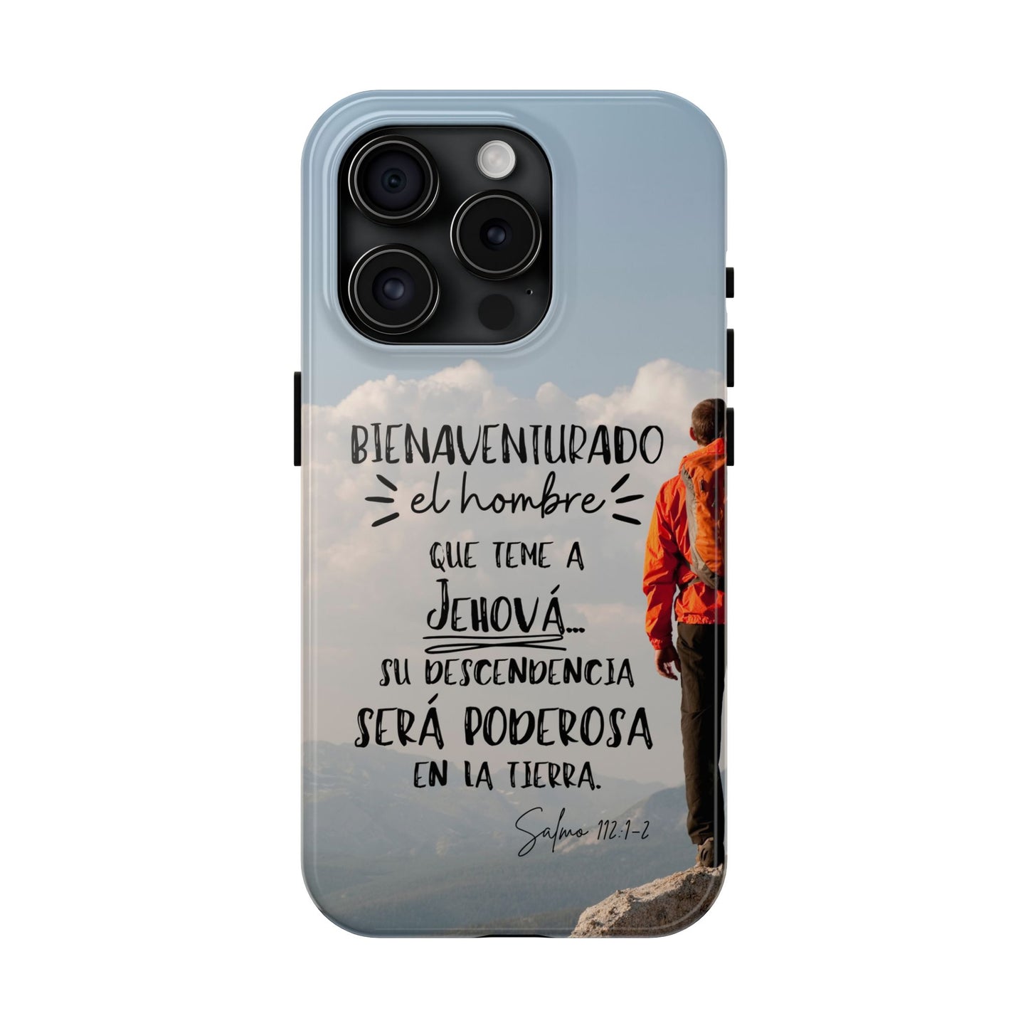 Funda Cristiana Resistente con Versículo - Salmo 112:1-2 - Christian Tough Phone Case for Men - iPhone & Galaxy Compatible
