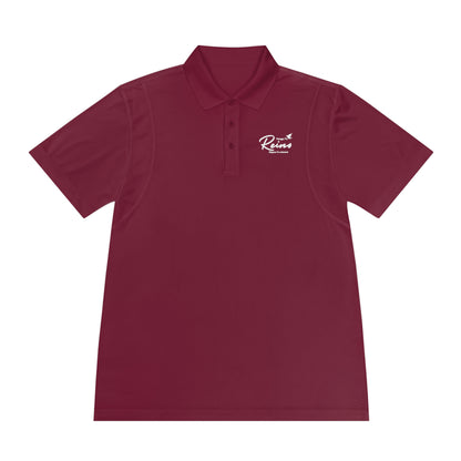 Maroon Christian polo shirt with "Venga tu Reino" script and dove graphic on chest