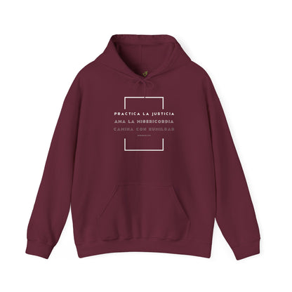 Burgundy Christian hoodie with Spanish Scripture text and faith-inspired minimalist design.