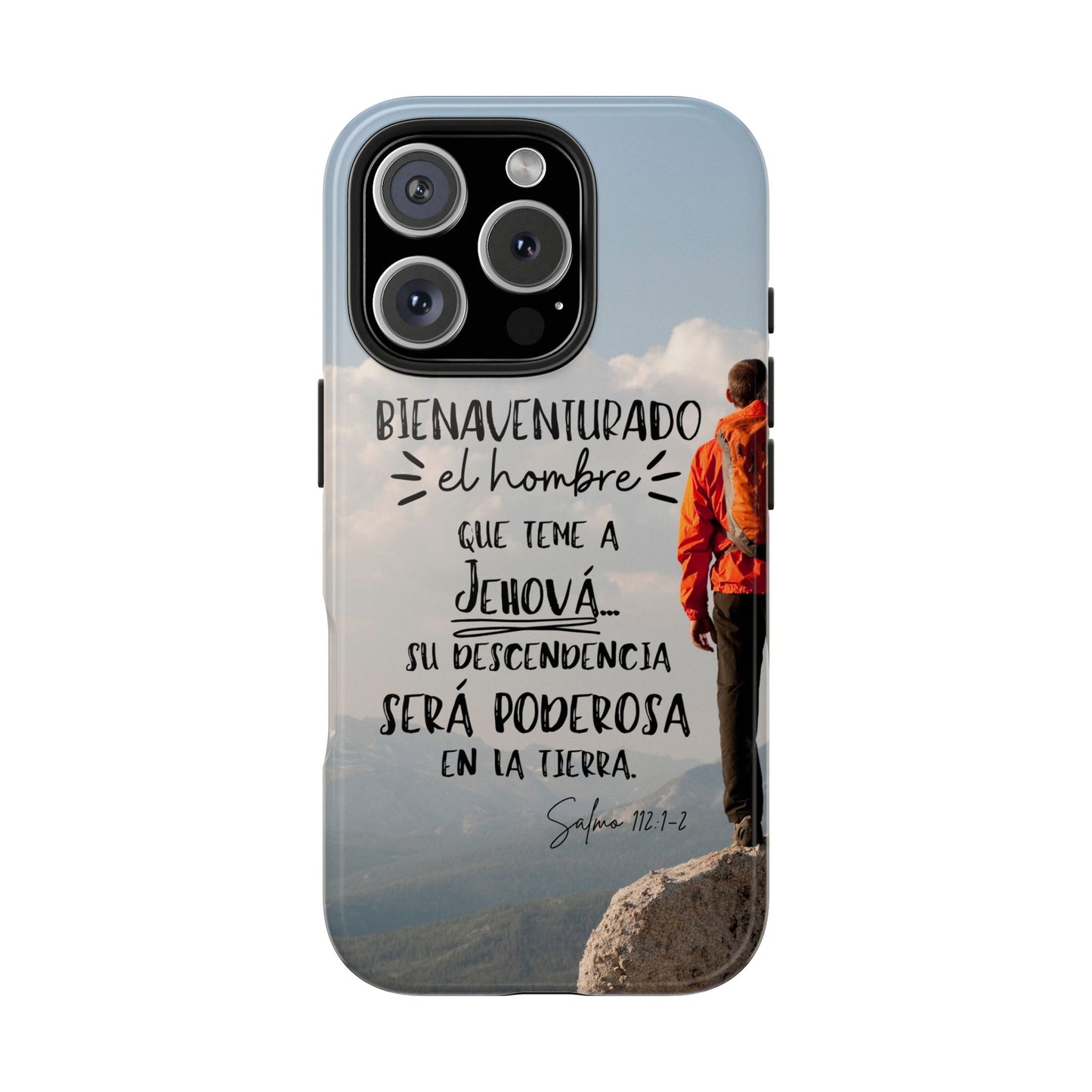 Funda Cristiana Resistente con Versículo - Salmo 112:1-2 - Christian Tough Phone Case for Men - iPhone & Galaxy Compatible