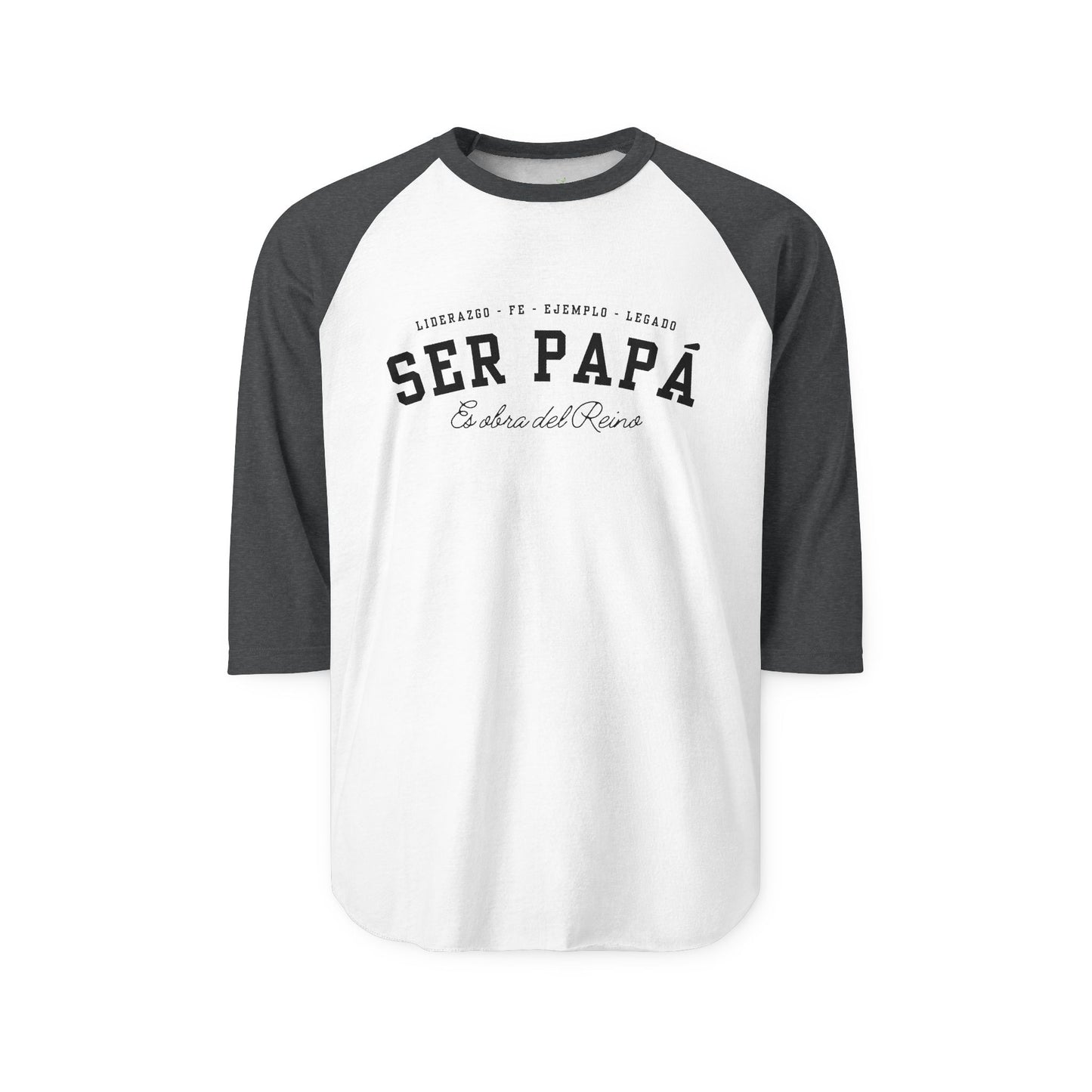 Playera Cristiana Raglán ¾ – Ser Papá es Obra del Reino | Christian Raglan Shirt ¾ Sleeve – Fatherhood Is Kingdom Work