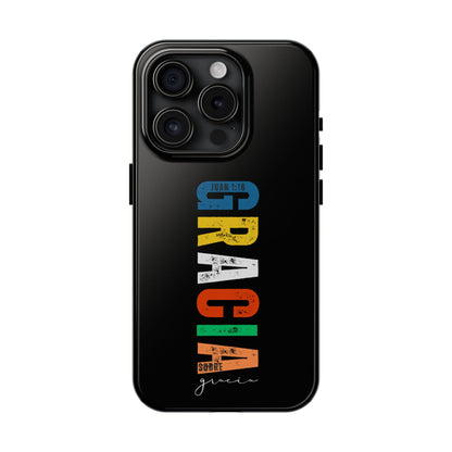 Funda Cristiana Resistente para iPhone & Samsung - Juan 1:16 - Christian Tough Phone Case “Grace Upon Grace” - Black Faith Case for Men