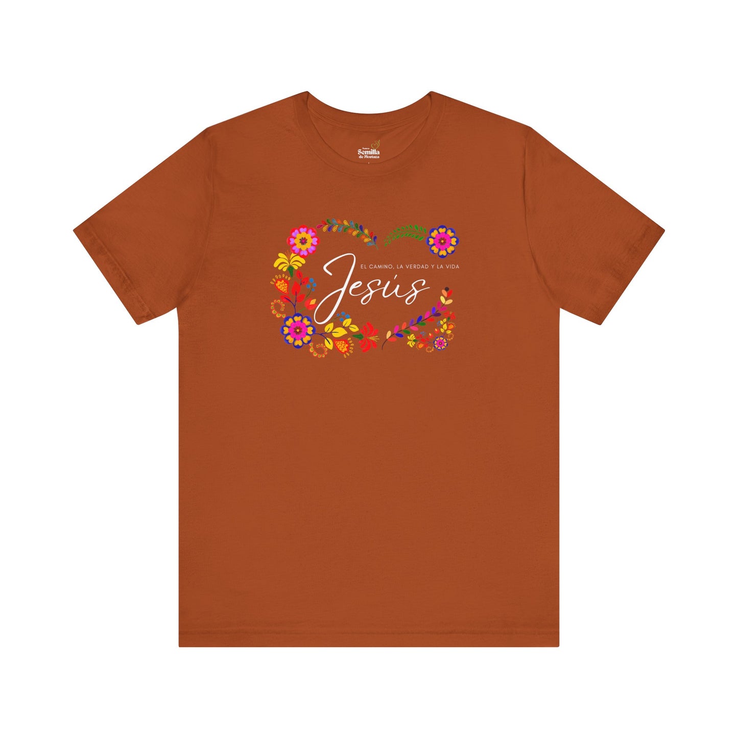 Camiseta Cristiana para Mujer - Juan 14:6 - Diseno Floral Mexicano - Womens Christian T-shirt - Somos Semilla De Mostaza
