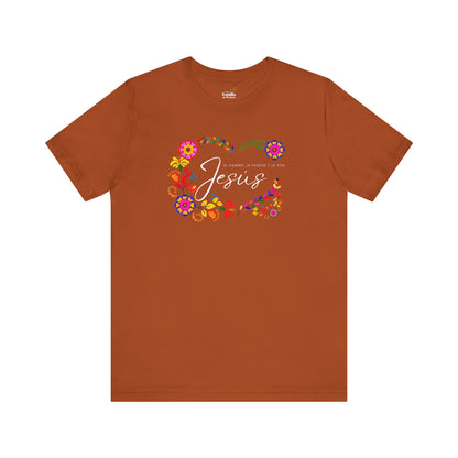 Camiseta Cristiana para Mujer - Juan 14:6 - Diseno Floral Mexicano - Womens Christian T-shirt - Somos Semilla De Mostaza