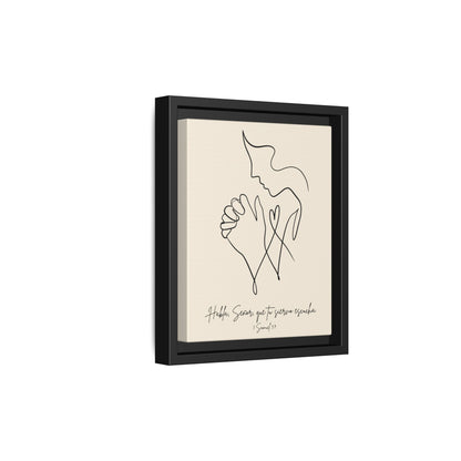 Lienzo Enmarcado Cristiano – 1 Samuel 3:9 Diseño Minimalista | Christian Framed Matte Canvas – Minimalist Line drawing - Beige