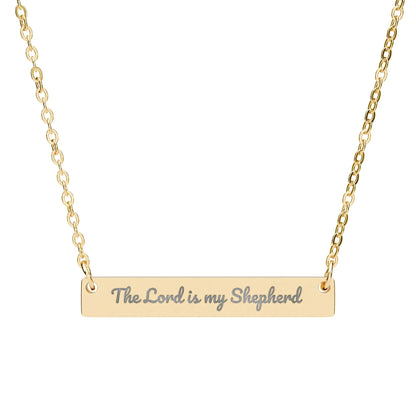 Gold bar necklace with 'The Lord is my Shepherd' engraved, Christian jewelry gift