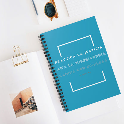 Practica la Justicia Spiral Notebook in Teal