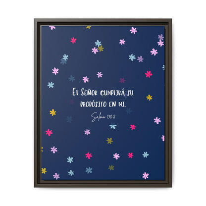Lienzo Enmarcado Cristiano con Versículo– Salmo 138:8 | Cute Floral Christian Framed Matte Canvas